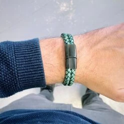 Bracelet La Force En Cuir Tressé Double Et Acier -Mathieu Blan Chard Soldes mathieu blanchard bracelet bracelet la force en cuir tresse double et acier 36562765578488