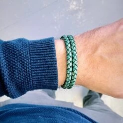 Bracelet La Force En Cuir Tressé Double Et Acier -Mathieu Blan Chard Soldes mathieu blanchard bracelet bracelet la force en cuir tresse double et acier 36562786746616