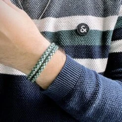 Bracelet La Force En Cuir Tressé Double Et Acier -Mathieu Blan Chard Soldes mathieu blanchard bracelet bracelet la force en cuir tresse double et acier 36562800378104