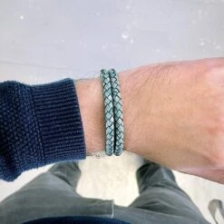 Bracelet La Force En Cuir Tressé Double Et Acier -Mathieu Blan Chard Soldes mathieu blanchard bracelet bracelet la force en cuir tresse double et acier 36562912641272