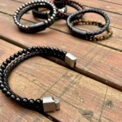 Bracelet Stone En Cuir, Acier Et Agate 5 Bracelet Stone En Cuir, Acier Et Agate -Mathieu Blan Chard Soldes mathieu blanchard bracelet bracelet stone en cuir acier et agate 30949011390631