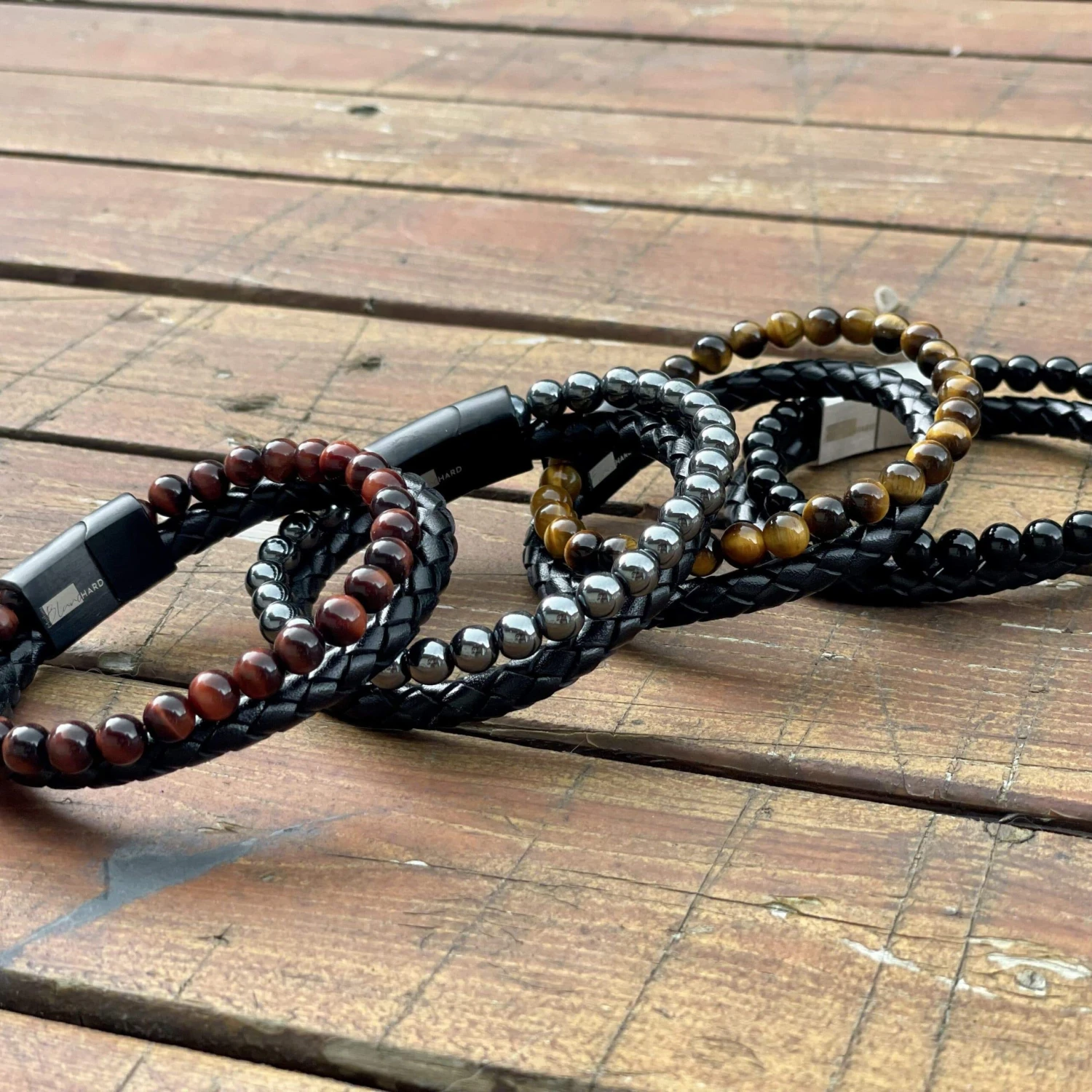 Bracelet Stone en cuir, acier et agate Bracelet Stone En Cuir, Acier Et Agate -Mathieu Blan Chard Soldes mathieu blanchard bracelet bracelet stone en cuir acier et agate 36296958148856 scaled