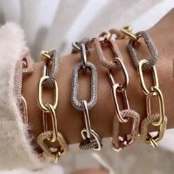 Bracelet Chaîne Massive Scintillante En Argent Sterling