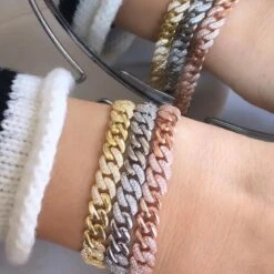 Bracelet Chaînes Cuban Scintillante En Argent Sterling