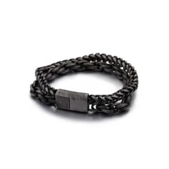 Bracelet Le Robuste Double En Acier -Mathieu Blan Chard Soldes mathieu blanchard bracelet noir antique 7 5 pouces bracelet le robuste double en acier 36163680305400