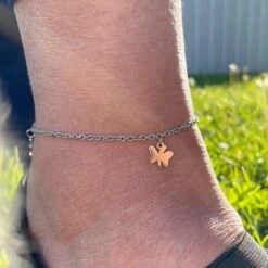 Bracelet De Cheville Papillons En Acier -Mathieu Blan Chard Soldes mathieu blanchard bracelets de cheville bracelet de cheville papillons en acier 37429508374776