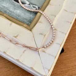 Collier Chaîne Et Tennis En Argent Sterling -Mathieu Blan Chard Soldes mathieu blanchard collier chaine et tennis cz en argent sterling 30203926053031