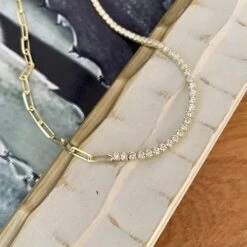 Collier Chaîne Et Tennis En Argent Sterling -Mathieu Blan Chard Soldes mathieu blanchard collier chaine et tennis cz en argent sterling 30204161654951