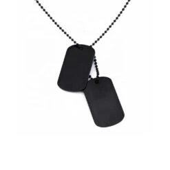 Collier Plaques Militaires La Force En Acier -Mathieu Blan Chard Soldes mathieu blanchard collier noir collier plaques militaires la force en acier 29248554041511