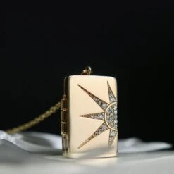 Collier Porte-photo Soleil En Or 14K Et Diamants