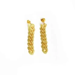 Boucles D'oreilles Chaînes Cuban Scintillantes En Argent Sterling -Mathieu Blan Chard Soldes mathieu blanchard dore boucles d oreilles chaines cuban scintillantes en argent sterling 30791462781095