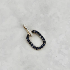 Pendentif En Or 14K, Diamants Et Saphirs