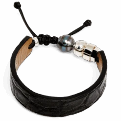 Bracelet En Cuir De Crocodile, Perle De Tahiti Et Argent Sterling -Mathieu Blan Chard Soldes romeo j bracelet en cuir de crocodile perle de tahiti et argent 20990813601959