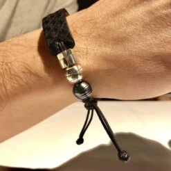 Bracelet En Cuir De Crocodile, Perle De Tahiti Et Argent Sterling