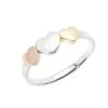 Sterling Silver Three Tone Heart Ring - Mixed Metal Elegance In A Romantic Design | Size M