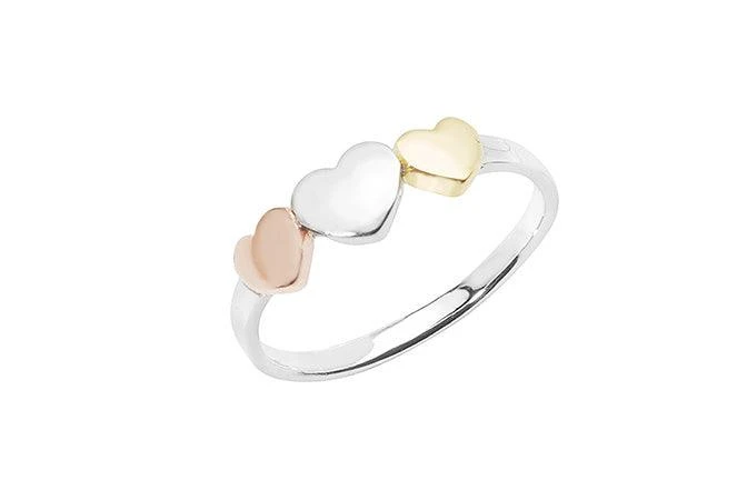 Sterling Silver Three Tone Heart Ring - Mixed Metal Elegance in a Romantic Design | Size M Sterling Silver Three Tone Heart Ring - Mixed Metal Elegance In A Romantic Design | Size M -Mathieu Blan Chard Soldes sr326b