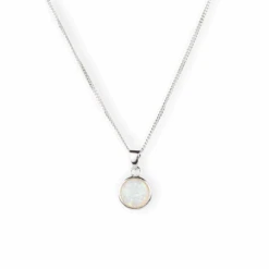 Sterling Silver Round Opal Pendant | Iridescent Gemstone Pendant